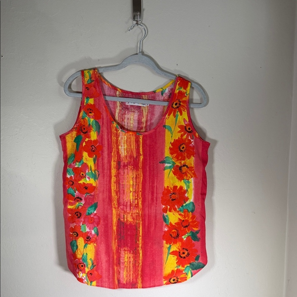 Jams World Vibrant Floral Tank Top - Red, Yellow, and Green - Picture 2 of 7